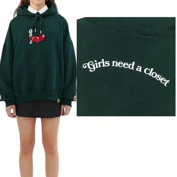 ROMANTIC CROWN KIRSH X RMTCRW GNAC CHERRY Graphic Green Sweatshirt Hoodie - Picture 1 of 8